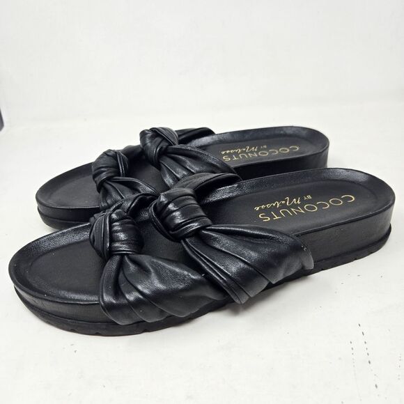 COCONUTS By MATISSE Park Ave Vegan Leather Knotted Tie Slide Sandal Black Sz 7 - Picture 5 of 8